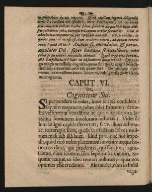 Caput VI. De Cognitione Sui.