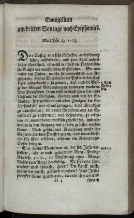 Evangelium am dritten Sontage nach Epiphanias.