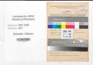 Entnazifizierung Wilhelm Schaefer , geb. 14.09.1903 (Lehrer)