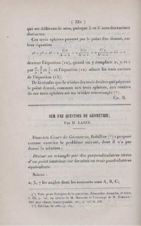 Sur une question de géométrie.