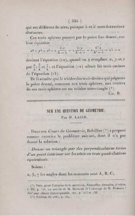 Sur une question de géométrie.