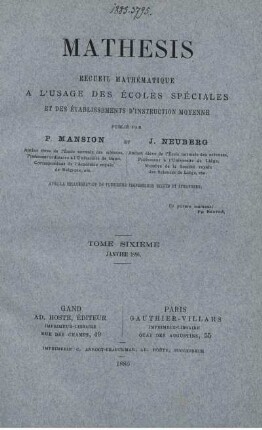 TOME SIXIÉME. JANVIER 1886.