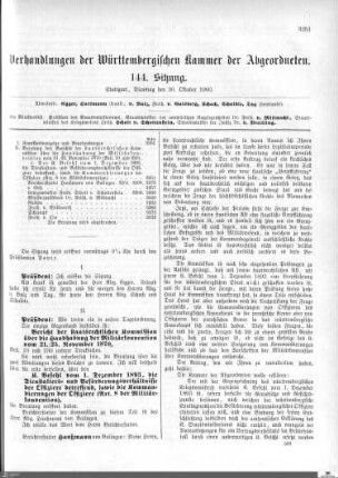 144. Sitzung, Stuttgart, 30.10.1900