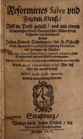 Reformirtes Salve und Frieden-Gruß