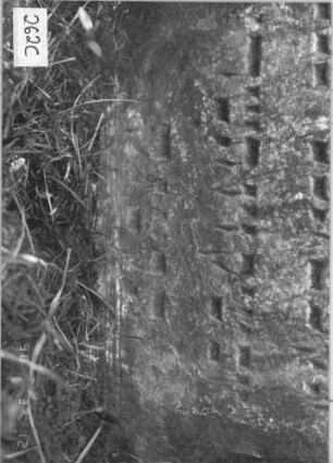 Grabstein 262 (Index: 99786831) Maße HxBxT: 62x40x5 cm Besonderheit: kulturhistorisch wertvoll / hist.-wiss. Gründe (Gemeindestellung): Grabstein 262C