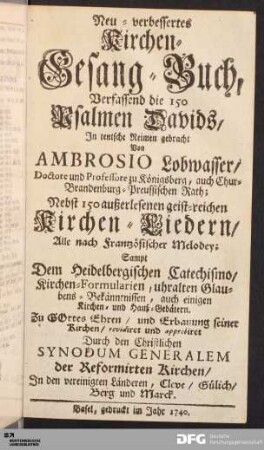 Neu-verbessertes Kirchen-Gesang-Buch [...].