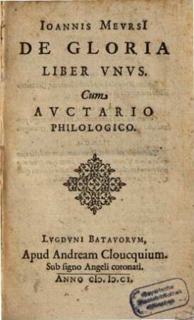 De Gloria Liber unus