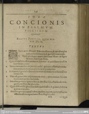 Idea Concionis In Psalmum Vigesimum quartum