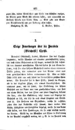 Einige Bemerkungen über die Parabeln (Gleichnisse) Christi