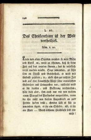 §. 26. Das Christenthum ist der Welt vortheilhaft.