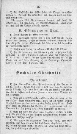 Sechster Abschnitt. Bauordnung.