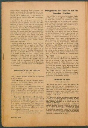 Progresos del teatro en los Estados Unidos