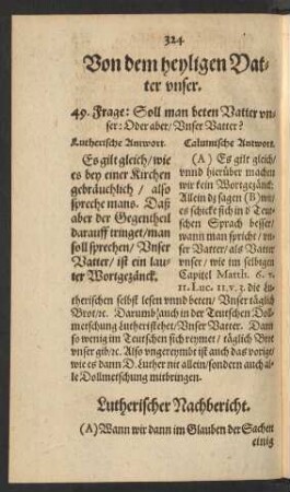 Von dem Heyligen Vatter unser.