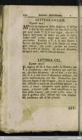 Lettera CXL. Signor mio!