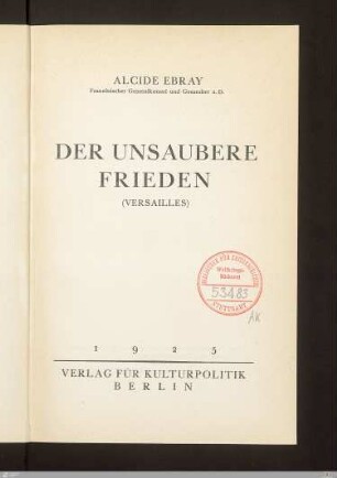Der unsaubere Frieden (Versailles)