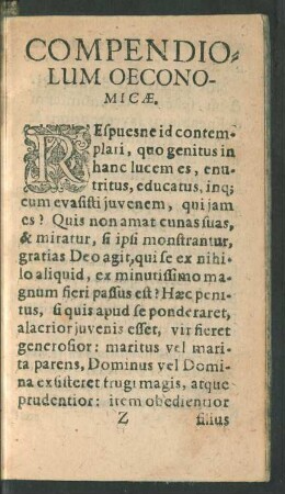 Compendiolum Oeconomicae.