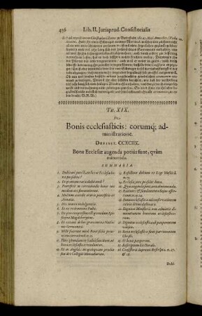 Tit. XIX. De Bonis ecclesiasticis: eorumque administratione.