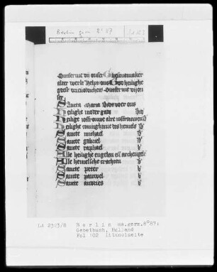 Gebetbuch — Litaneiseite, Folio 102