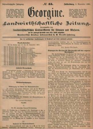 Achtundsechzigster Jahrgang. No. 45. Insterburg, 8. November 1900.