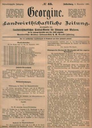 Achtundsechzigster Jahrgang. No. 45. Insterburg, 8. November 1900.