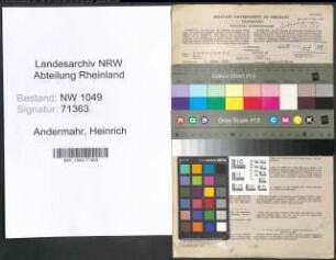 Entnazifizierung Heinrich Andermahr , geb. 02.03.1886 (Postwart)
