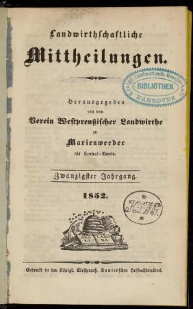20: Landwirthschaftliche Mittheilungen : Organ d. Hauptvereins Westpreußischer Landwirthe