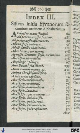 Index III. Sistens initia hymnorum secundum ordinem Alphabeticum.