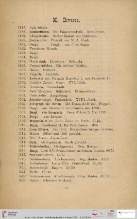 M. Diverse (Nr. 1487-1561)