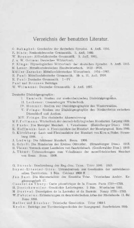 Verzeichnis der benutzten Literatur