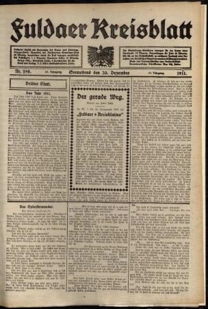 Dritte Ausgabe vom Samstag, den 30. Dezember 1911.