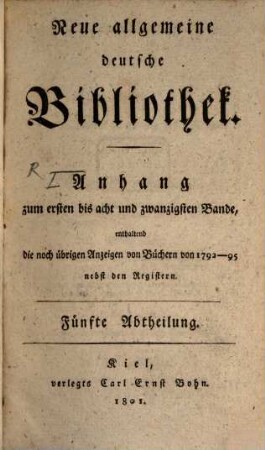Neue allgemeine deutsche Bibliothek. 1/28,5. 1792/95 (1801)