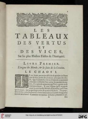 Livre premier. L'origine du Monde, & la suite de la Creation