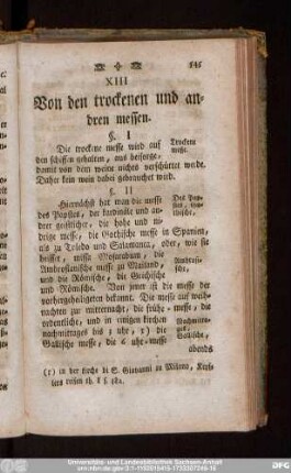 XIII Von den trockenen und andren messen.