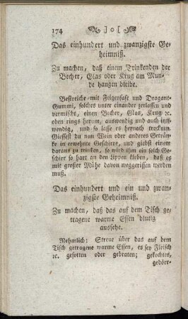 Das einhundert und ein und zwanzigste Geheimniß. - Das einhundert und dreißigste Geheimniß.