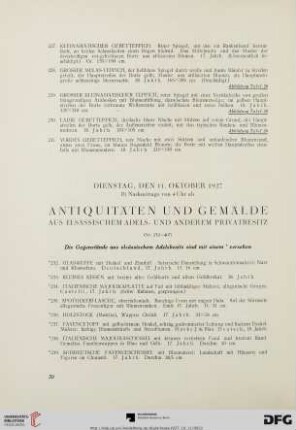 Antiquitäten und Gemälde aus Elsässischem Adels- und anderem Privatbesitz (Nr. 232-407)