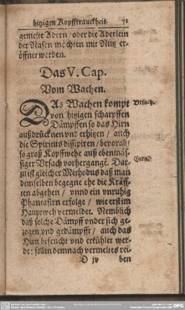 Das V. Cap. Vom Wachen