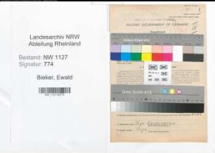 Entnazifizierung Ewald Bieker , geb. 02.02.1901 (Installateur)