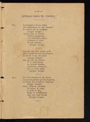 Letras para el tango