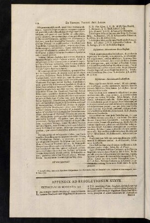 112-128, Appendix ad Resolutionem XXXVII. - XLIII. Juris Responsum.; Appendix ad Resolutiones XLII & XLIII.