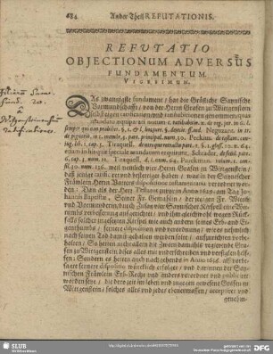 Refutatio Obiectionum Adversus Fundamentum Vigesimum