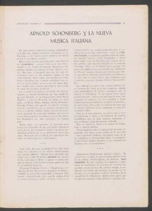 Arnold Schonberg y la nueva música italiana