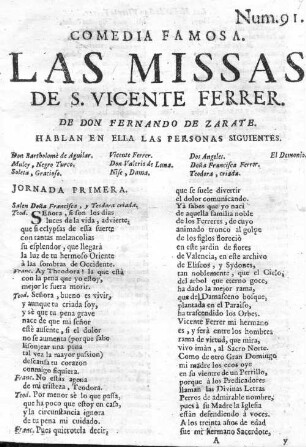 Las Missas De S. Vicente Ferrer : Comedia Famosa