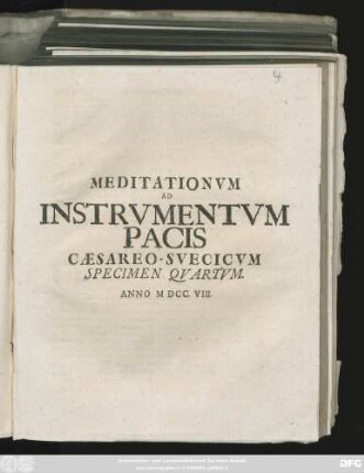 4: Meditationvm Ad Instrvmentvm Pacis Cæsareo-Svecicvm Specimen ...