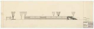 Forschungsinstitut für Holzwerkstoffe, Karlsruhe: Baugesuch. Ansicht Norden, Schnitt Schuppen 1:100