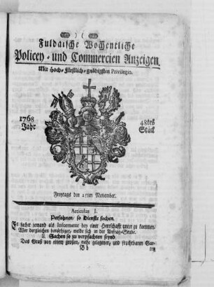 48tes Stück, Ausgabe vom 25. November 1768