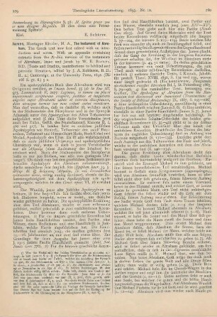 279-281 [Rezension] James, Montague Rhodes, The testament of Abraham. The Greek text now first edited with an introduction and notes