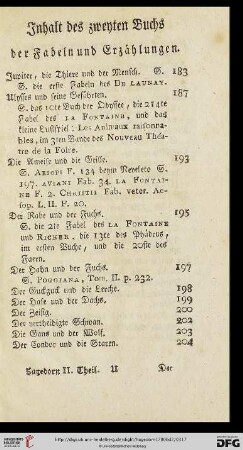 Inhalt des zweyten Buchs
