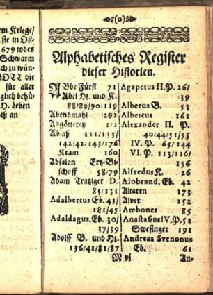 Alphabetisches Register dieser Historien.