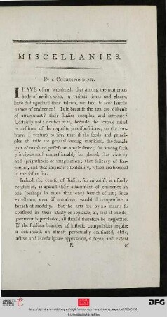 Miscellanies