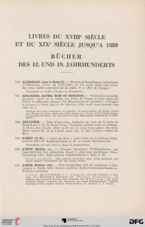 Livres du XVIIIe siècle et du XIXe siècle jusqu’a 1880 (Nr.146- 391)